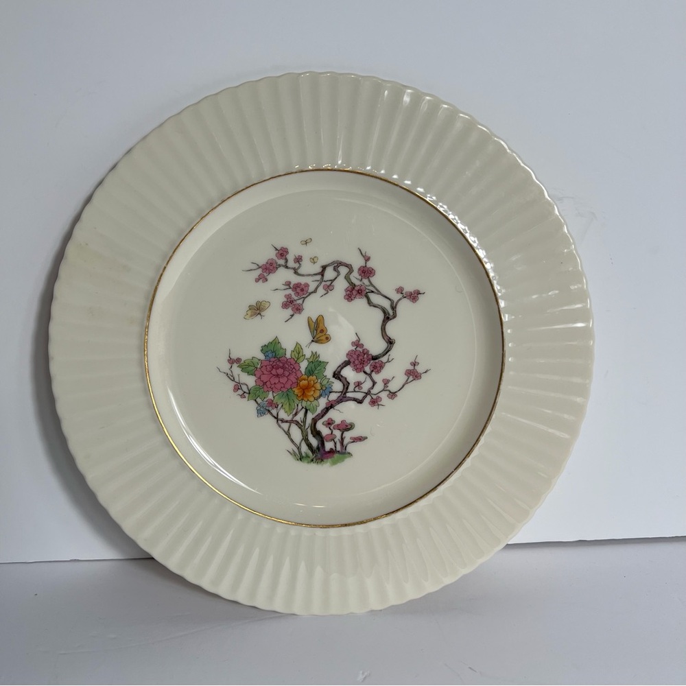 Lenox Trenton Special Plate USA Fluted Floral Gold Rim Blossom Ming Tree - Picture 6 of 16
